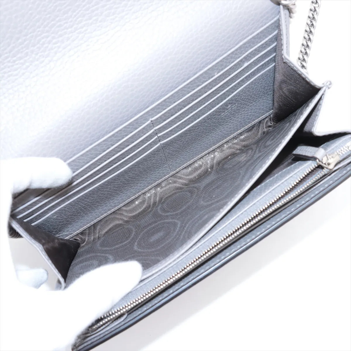 Gucci Dionysus Leather Chain Wallet Gray