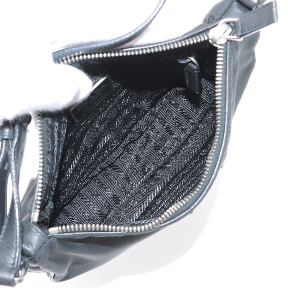 Prada Tessuto Nylon Leather Shoulder Bag Black