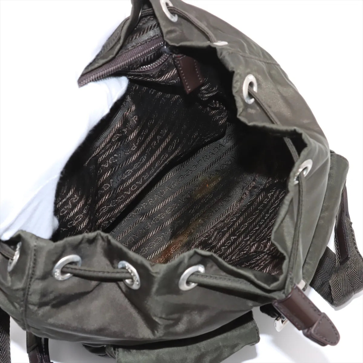 Prada Tessuto Nylon Leather Backpack Khaki