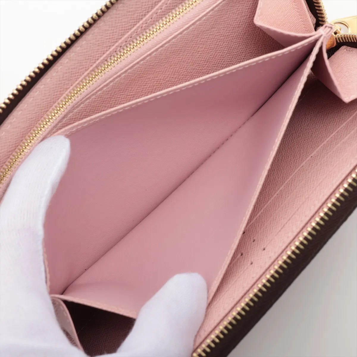 Louis Vuitton Damier Ebene Zippy Wallet Rose Ballerine