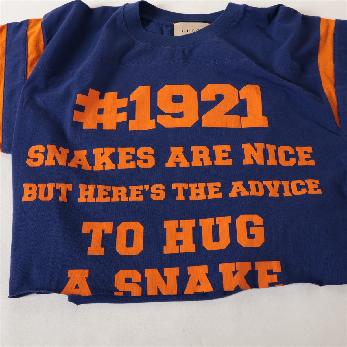 Gucci Cotton T-Shirt in Navy Blue x Orange