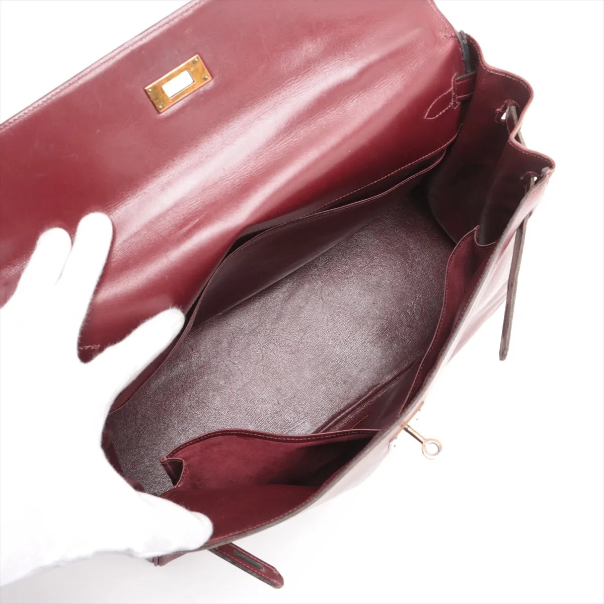 Hermes Kelly 35 Le Tournay Leather Handbag Rouge H