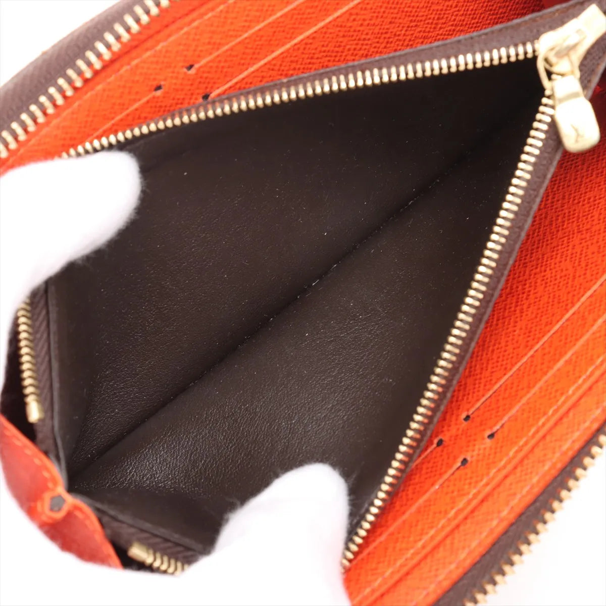 Louis Vuitton Monogram Clemence Wallet Brown x Orange