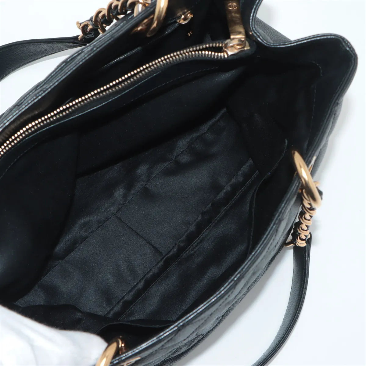 Chanel CC Logo Matelasse Caviar Skin Chain Tote Bag Black
