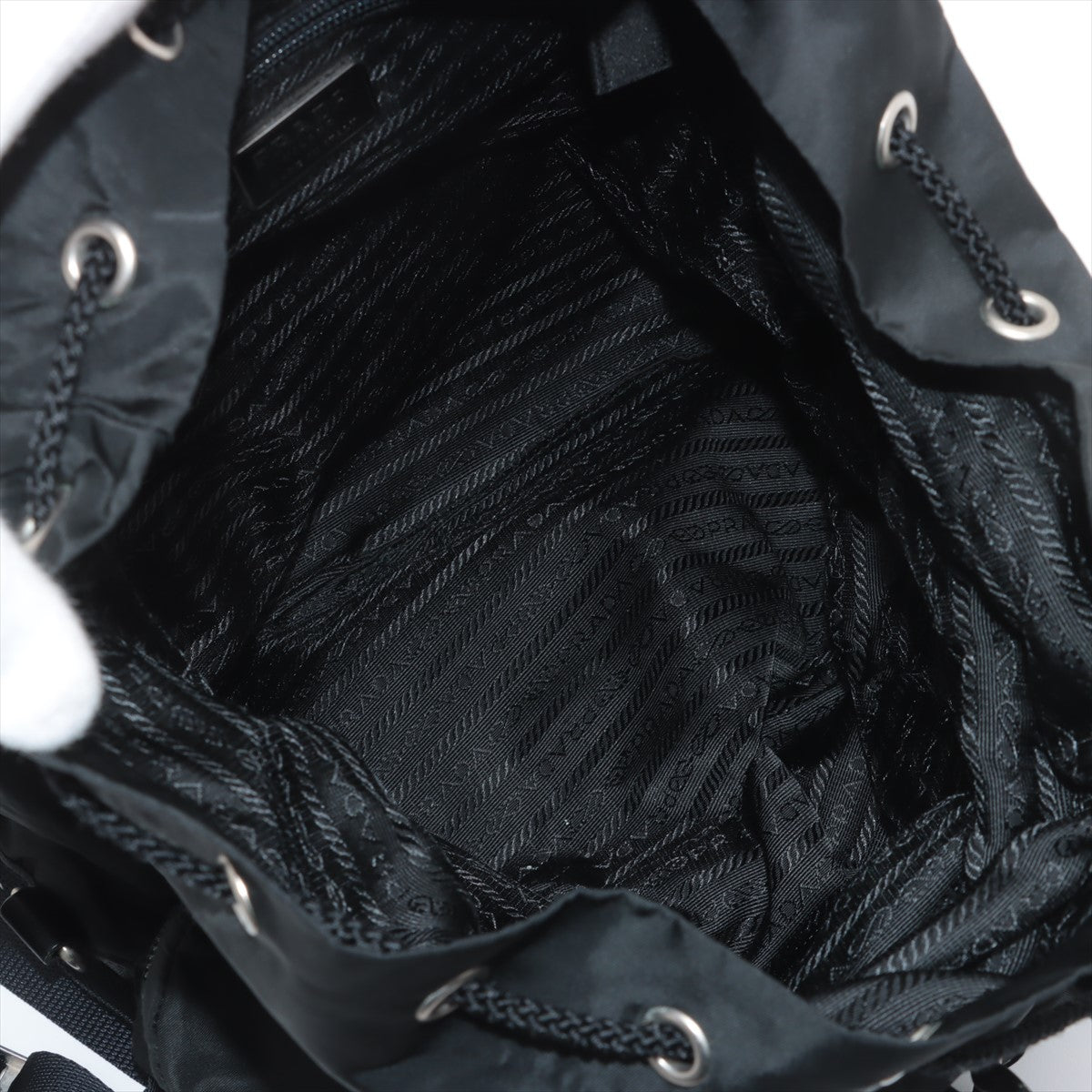 Prada Tessuto Saffiano Nylon Leather Drawstring Backpack Black
