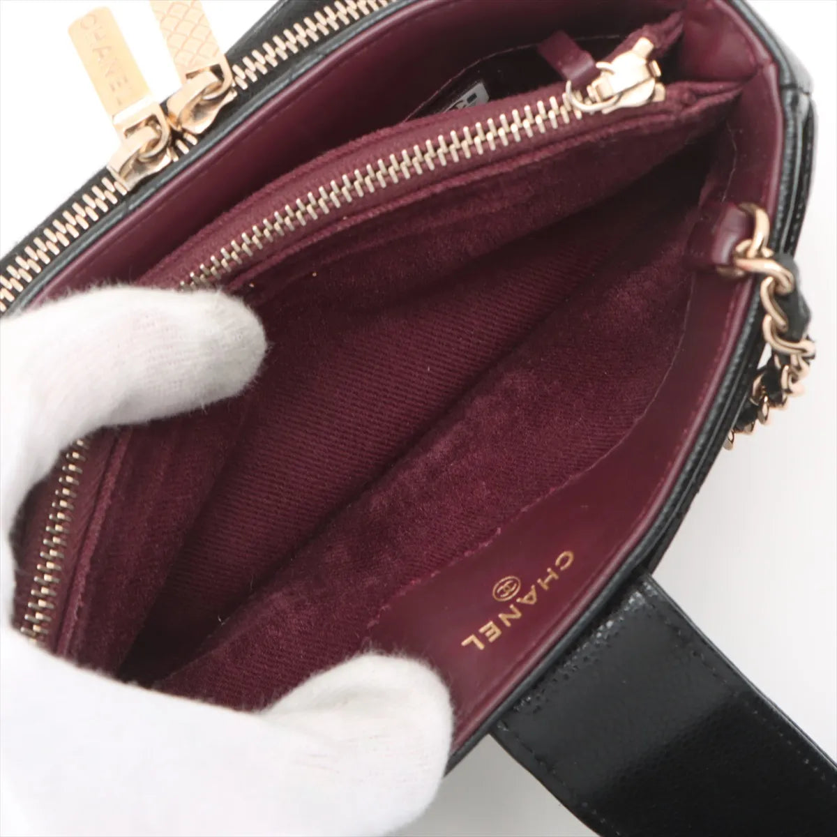 Chanel CC Logo Matelasse Caviar Skin Chain Shoulder Bag Black
