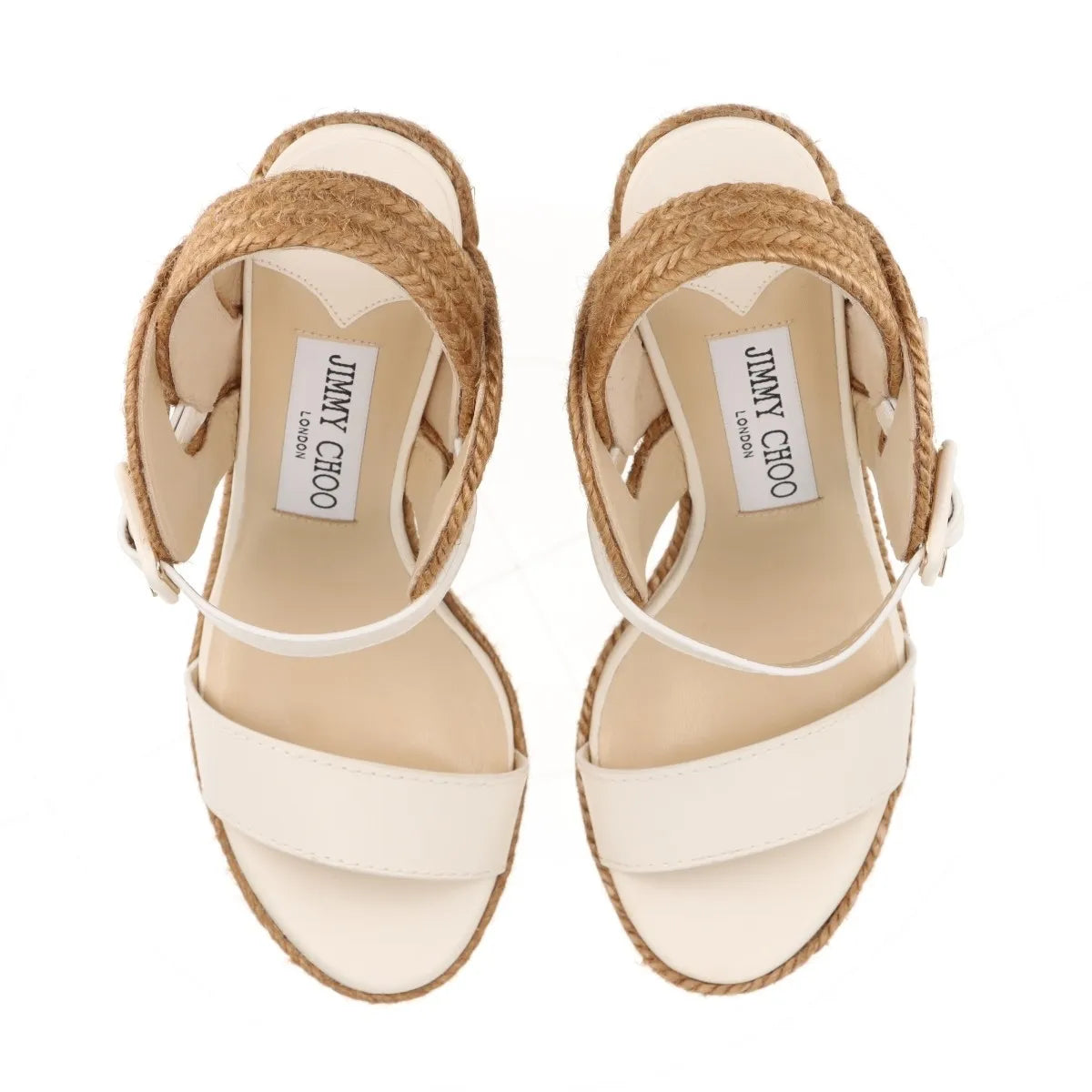 Jimmy Choo Strap Espadrilles Wedge Sandal Ivory
