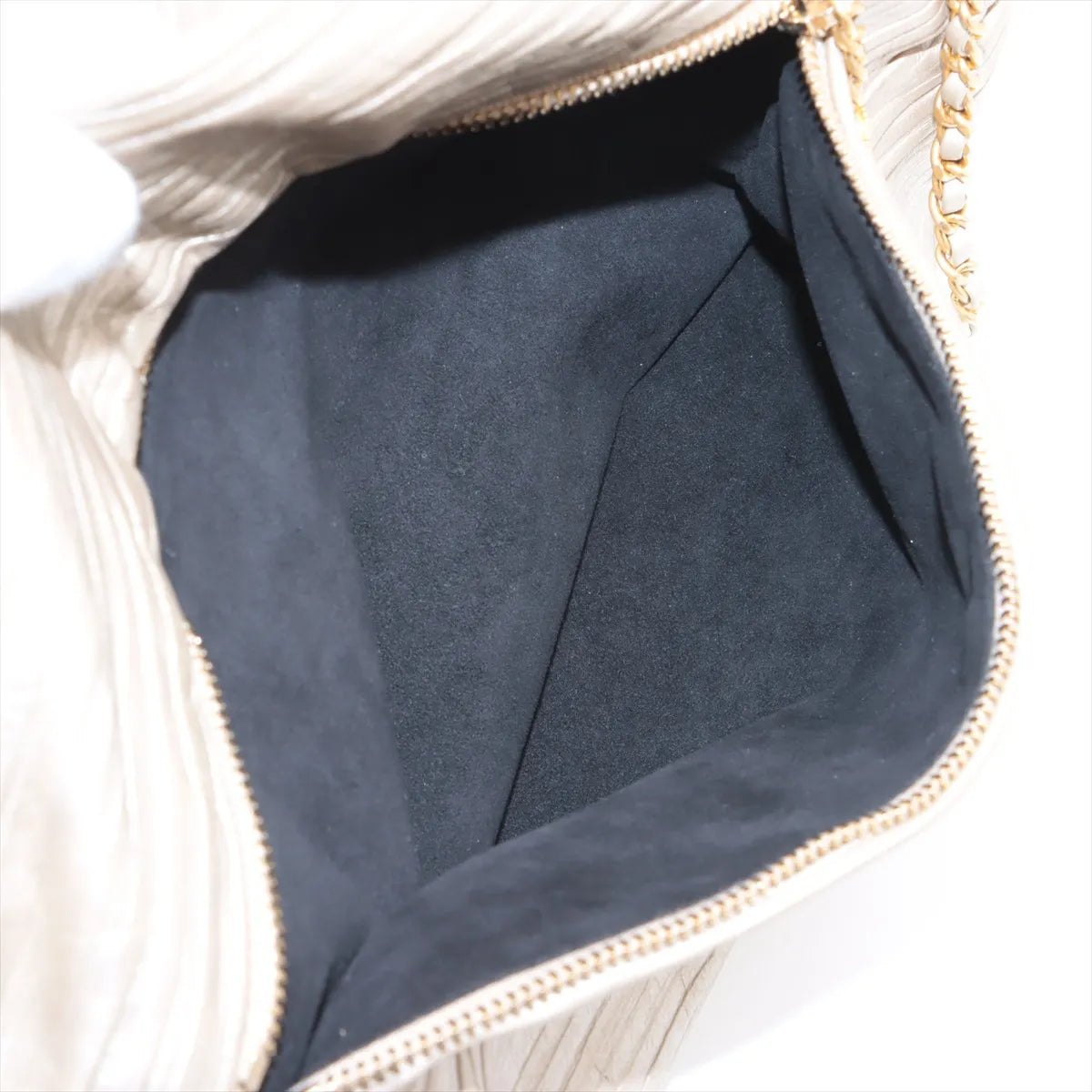 Chanel CC Logo Metallic Calfskin Pleats Drawstring Two-Way Bag Gold