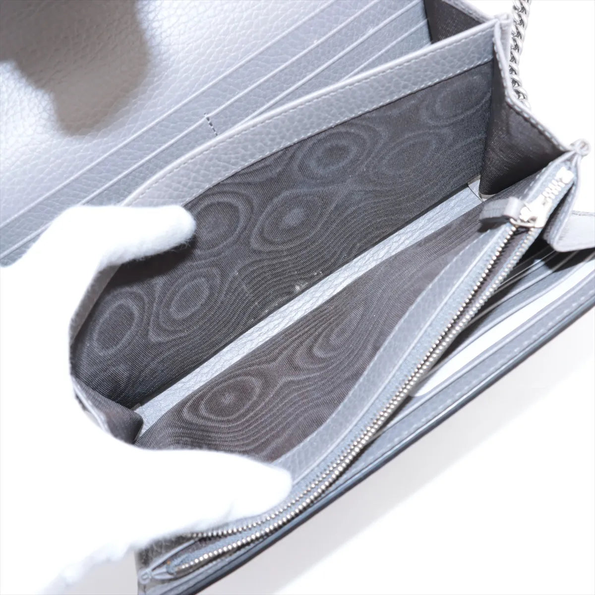 Gucci Dionysus Leather Chain Wallet Gray