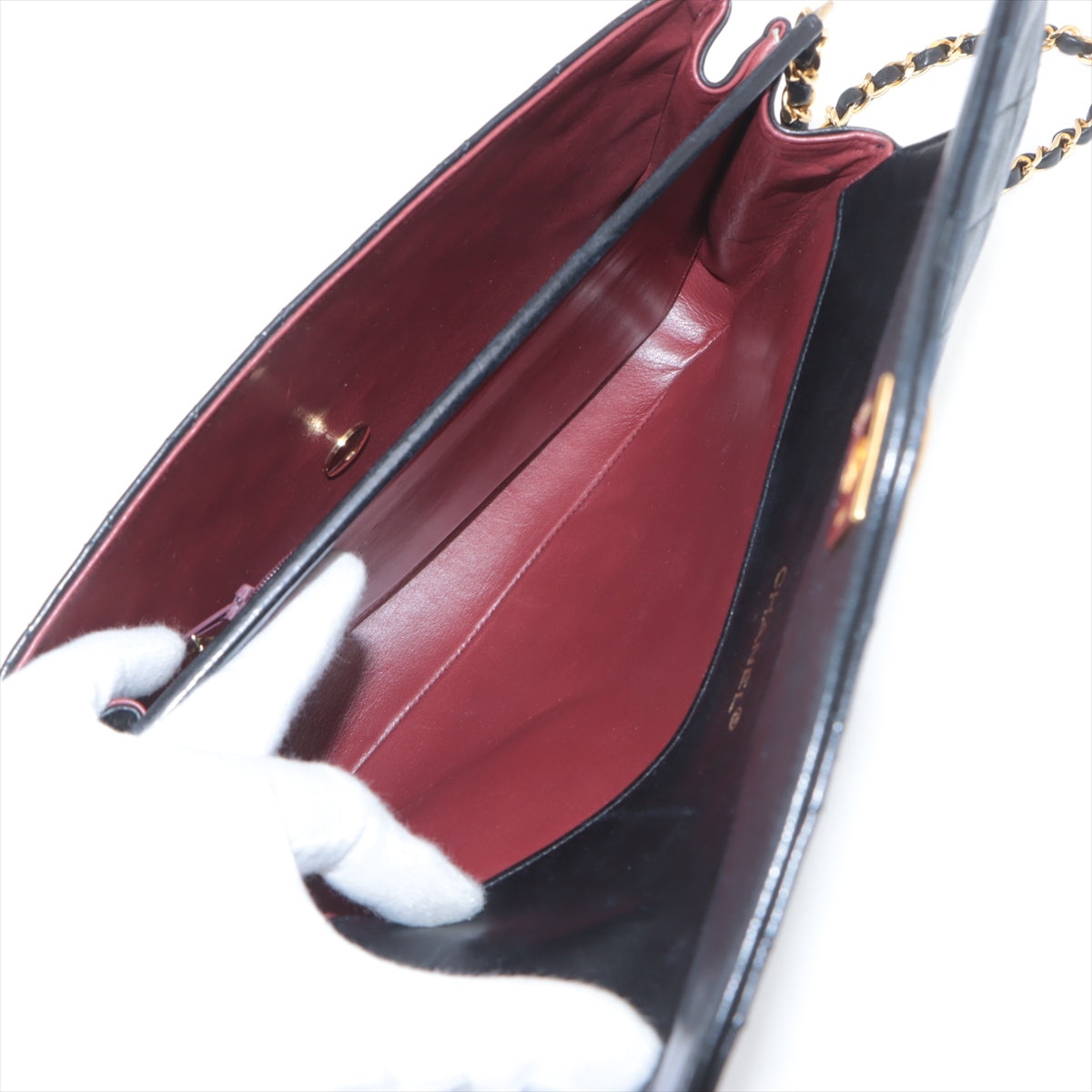 Chanel CC Logo Matelasse Lambskin Chain Shoulder Bag Black