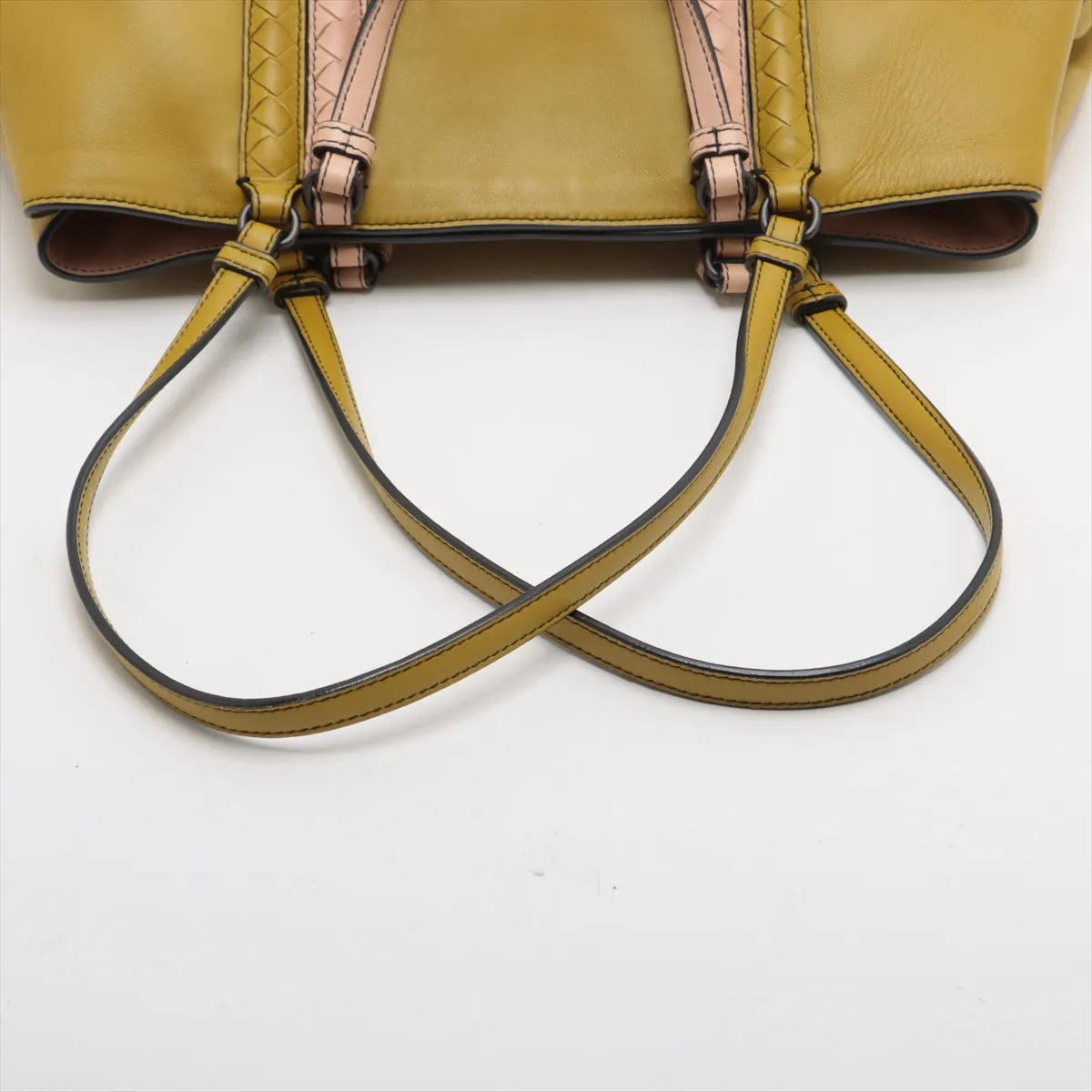 Bottega Veneta Intrecciato Corso Leather Tote Bag Green x Pink