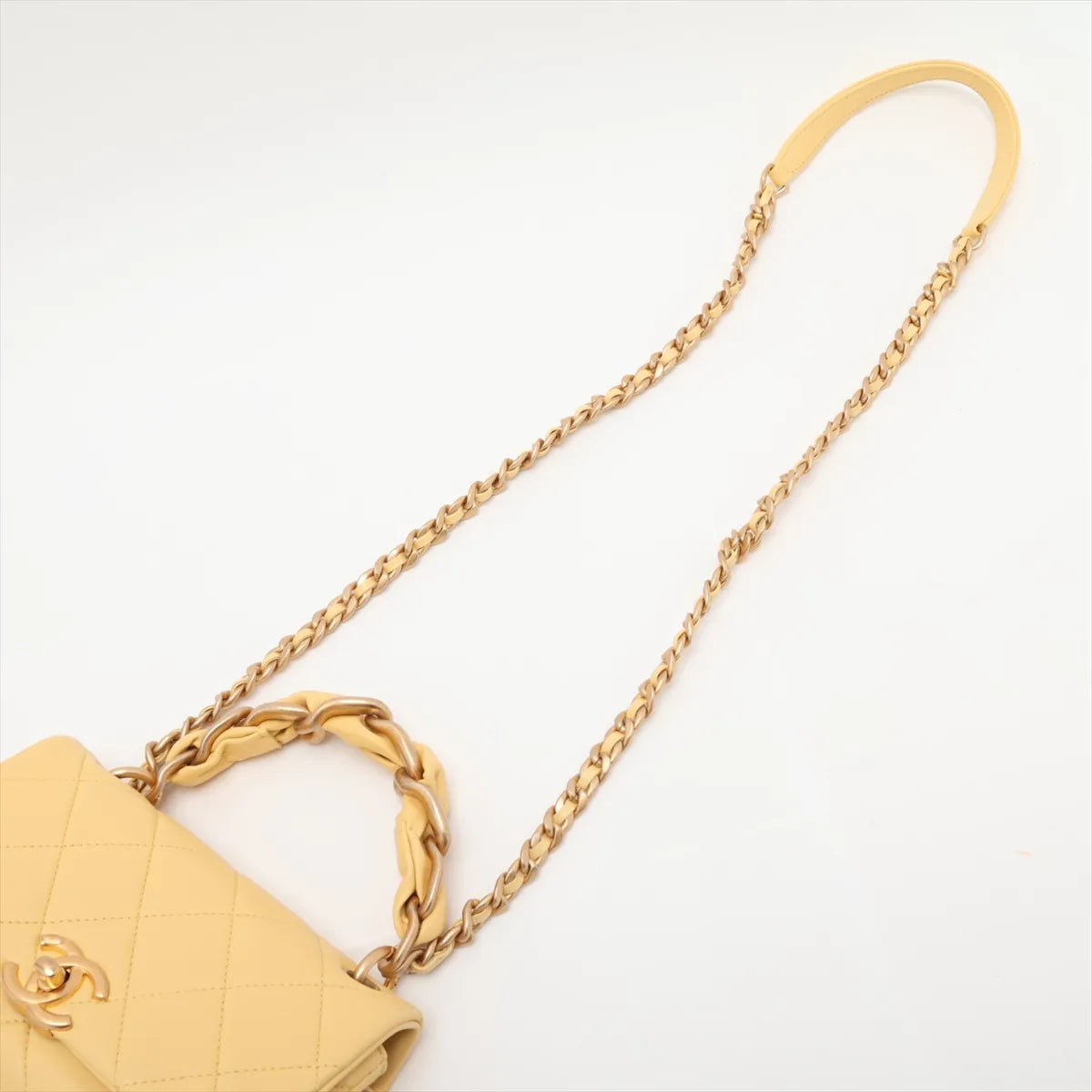 Chanel Mini Matelasse Lambskin Two-Way Shoulder Bag Yellow