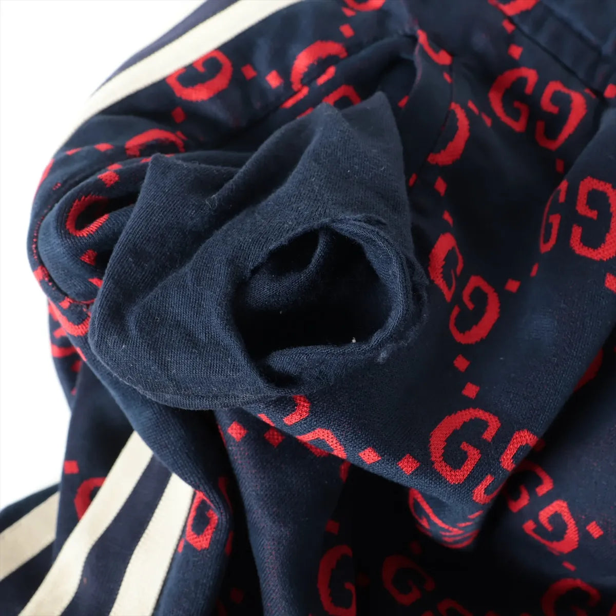 Gucci GG Jacquard Cotton Track Pants Navy Blue x Red