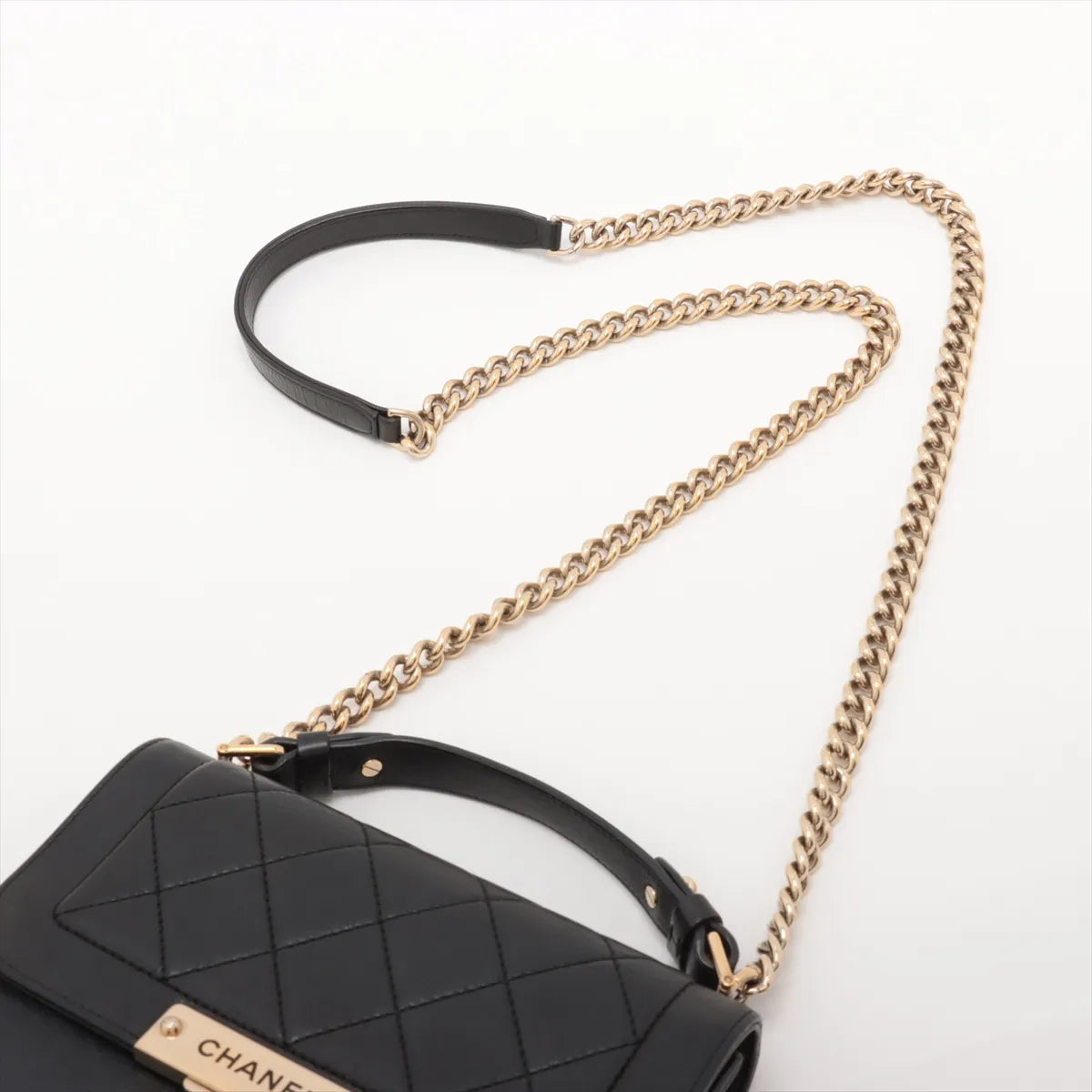 Chanel Click Label Leather Two-Way Handbag Black