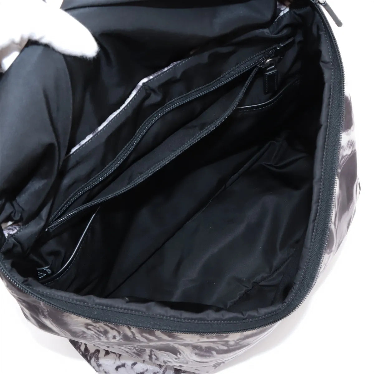 Prada Landscape Painting Re-Nylon Leather Backpack Black x White