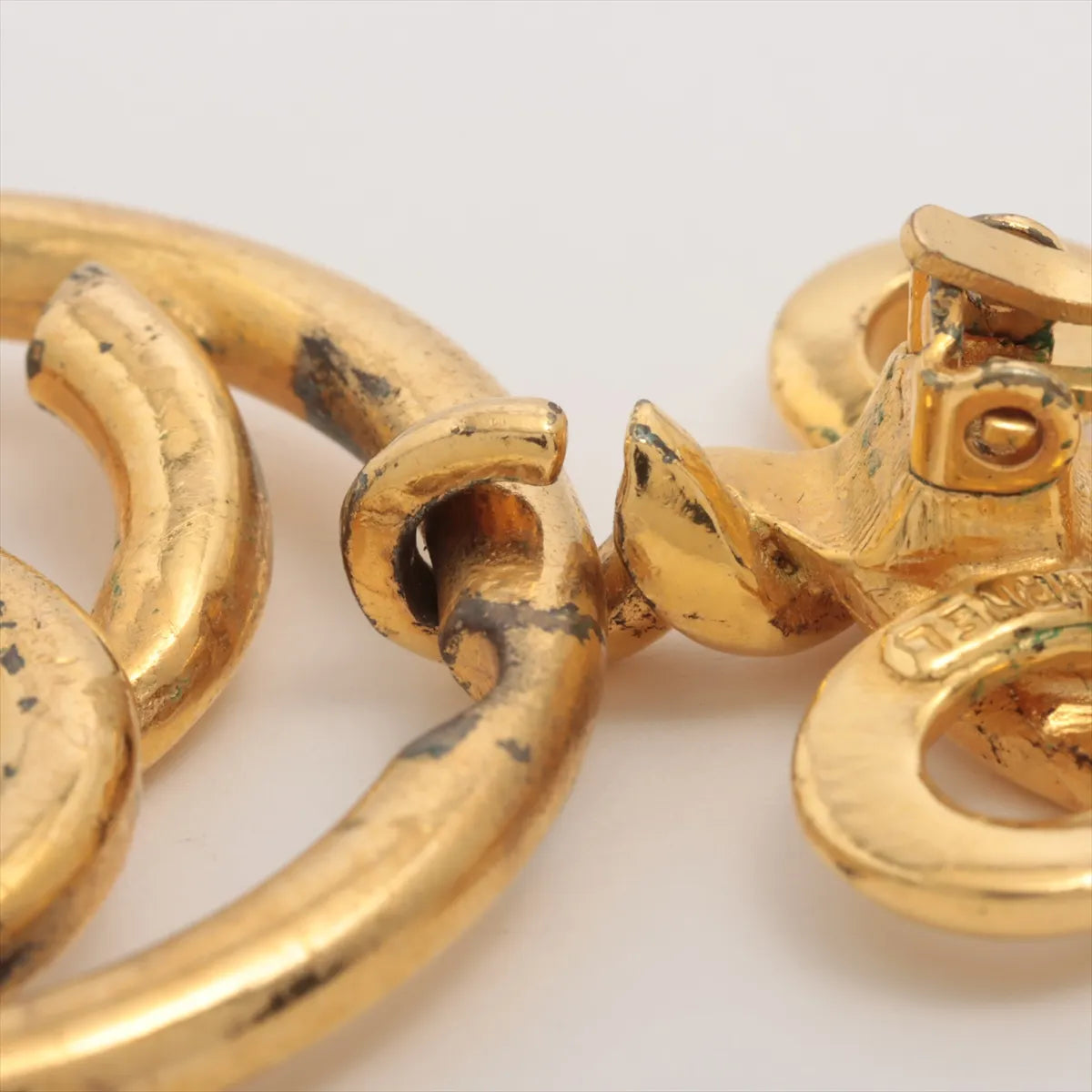 Chanel Twist CC Logo Round Stud Drop Earring