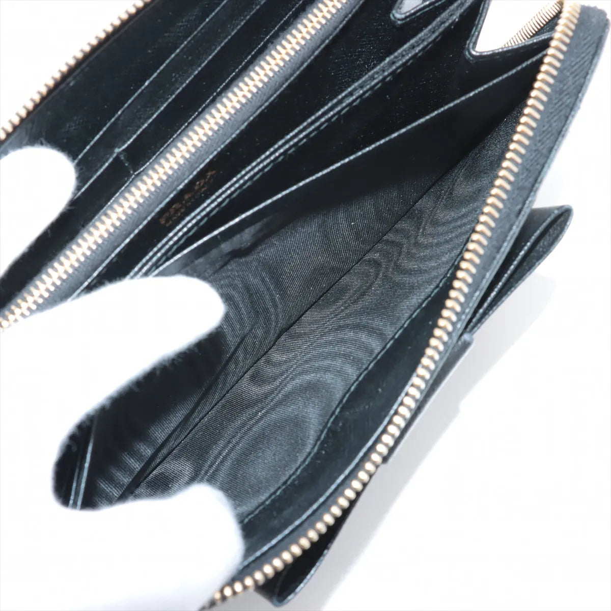 Prada Saffiano Fiocco Leather Zippy Wallet Black