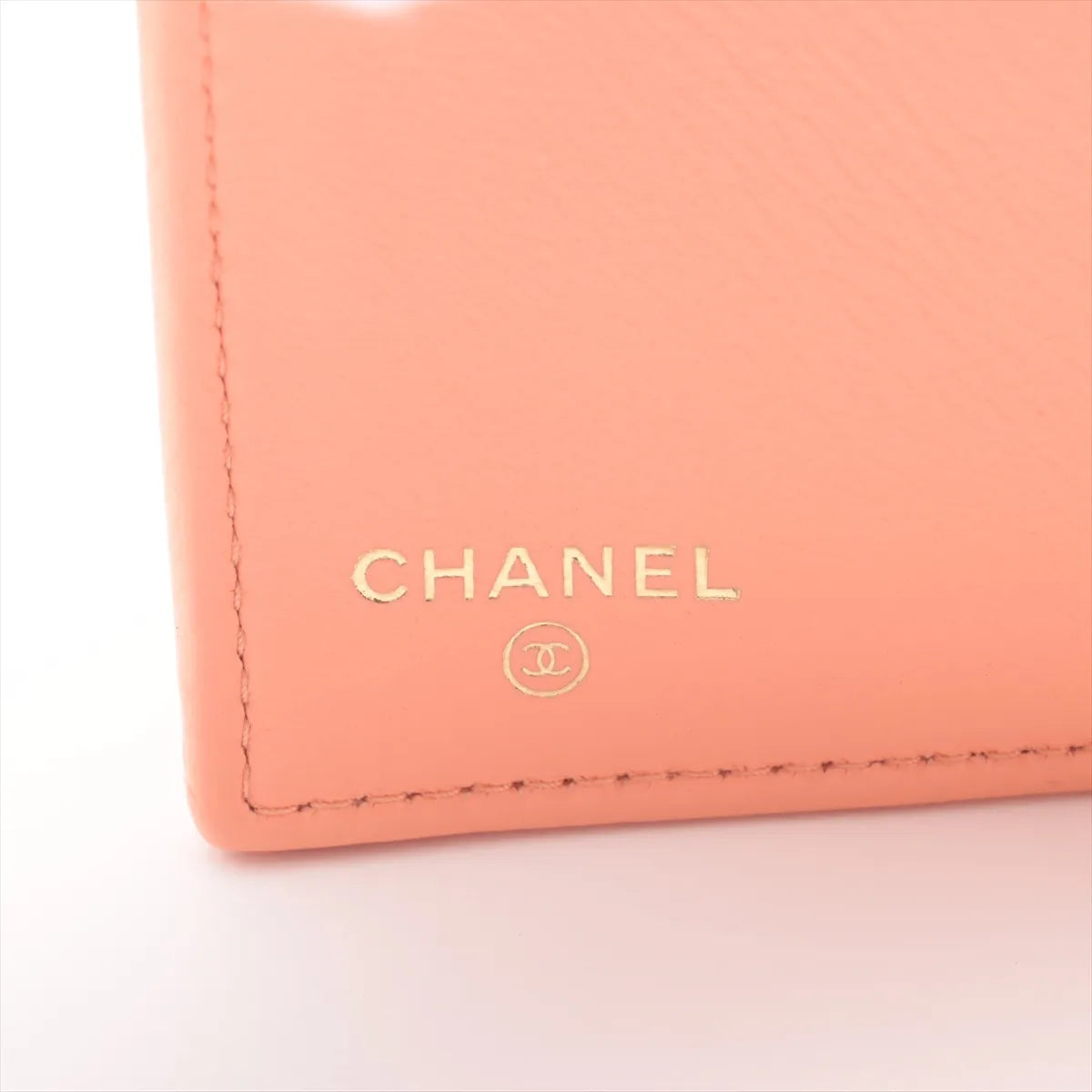 Chanel CC Logo Matelasse Lambskin Compact Wallet Pink Salmon