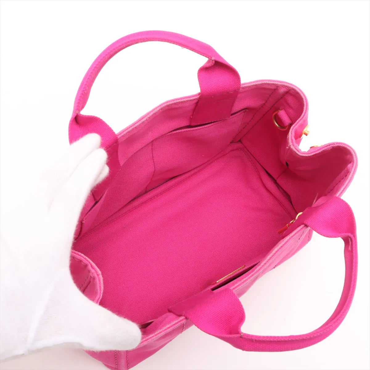 Prada Canapa Canvas Two-Way Handbag Hot Pink