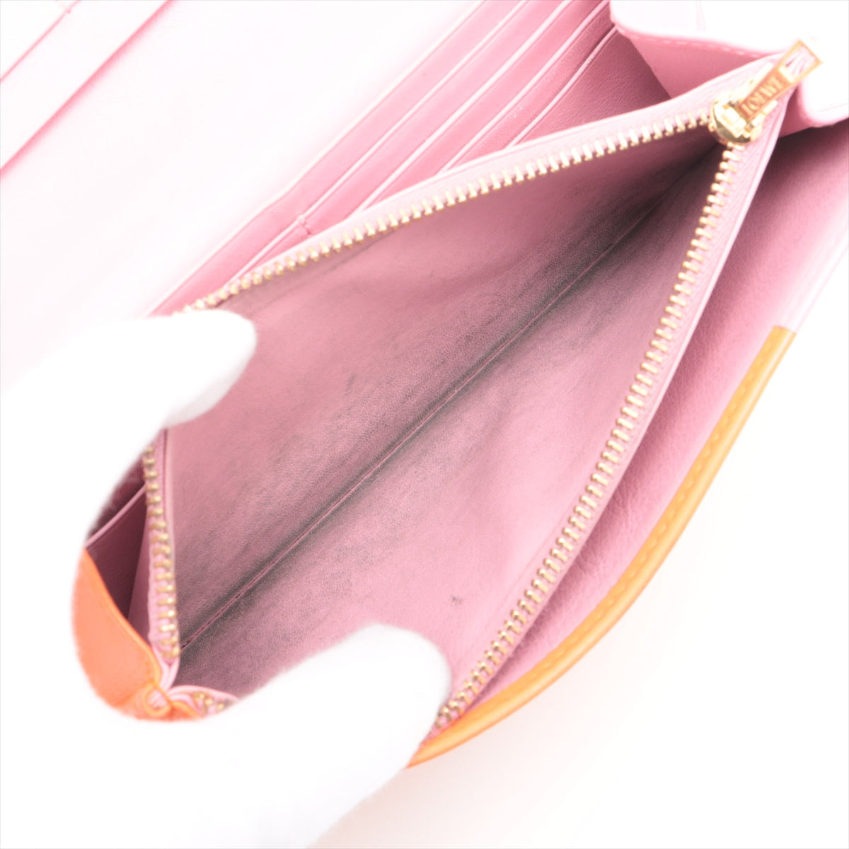 Loewe Anagram Bicolor Leather Wallet Pink x Orange