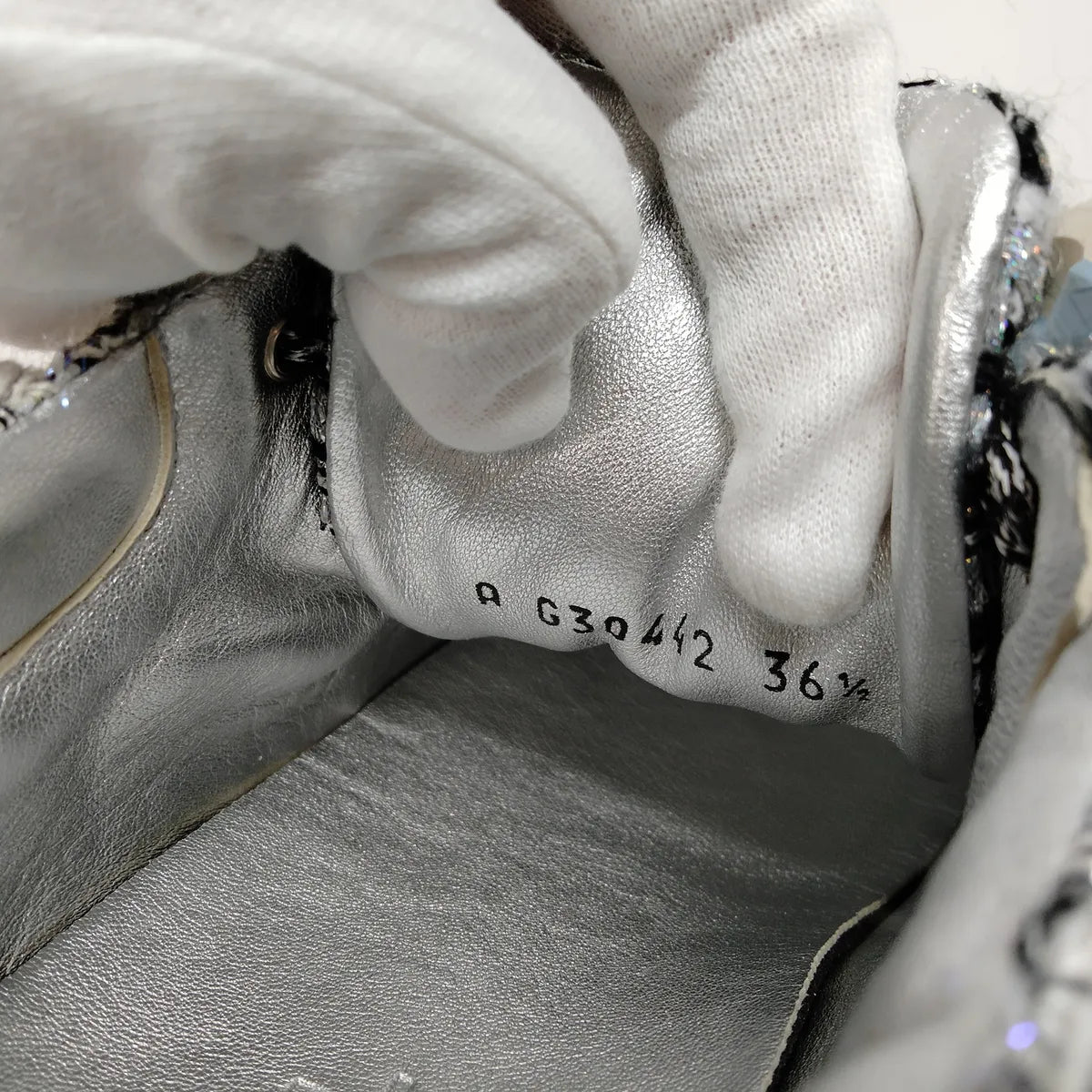 Chanel Tweed Metallic Trainers Women's Sneakers Gold & Black — product photo 8