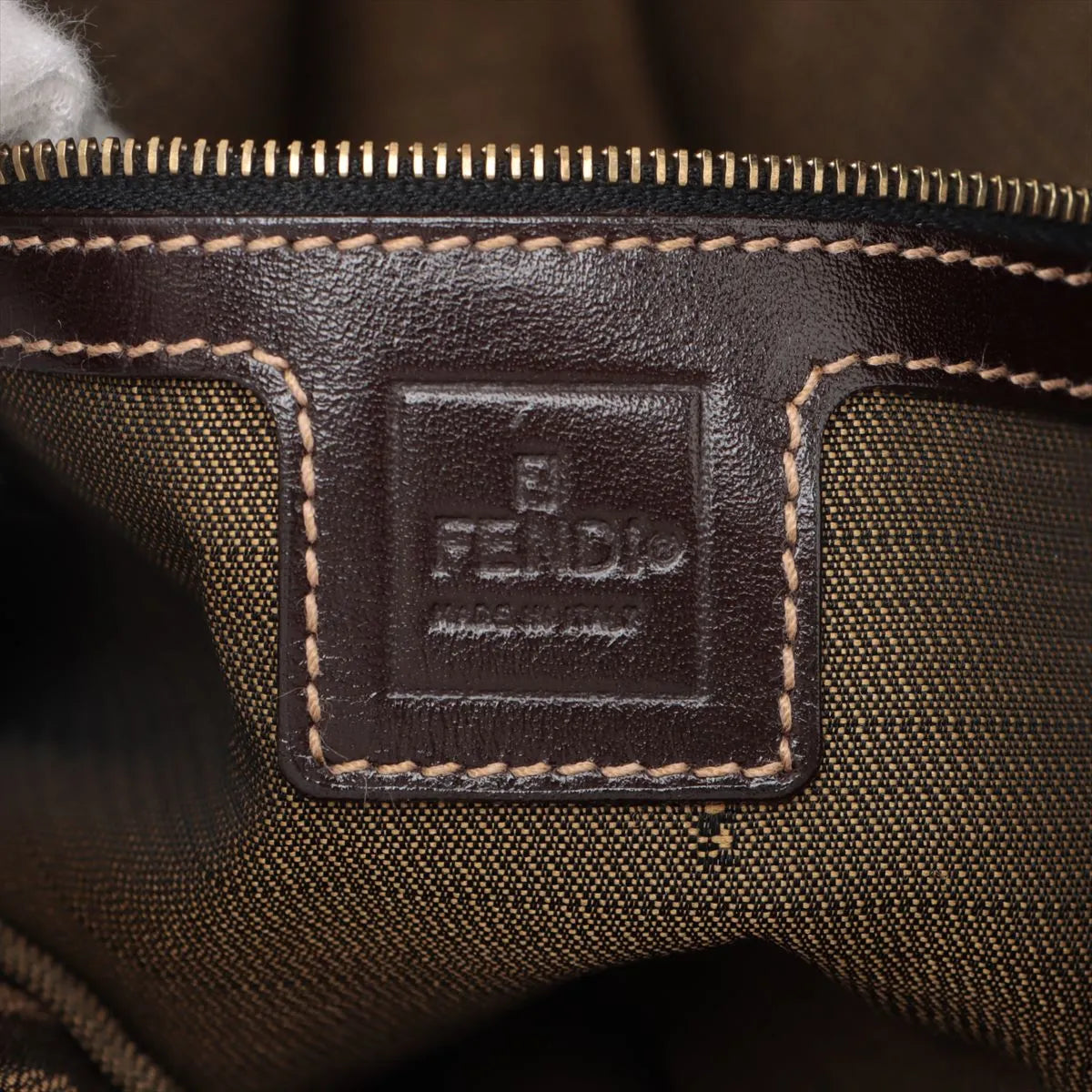 Fendi Zucca Mamma Baguette Canvas Leather Shoulder Bag Brown