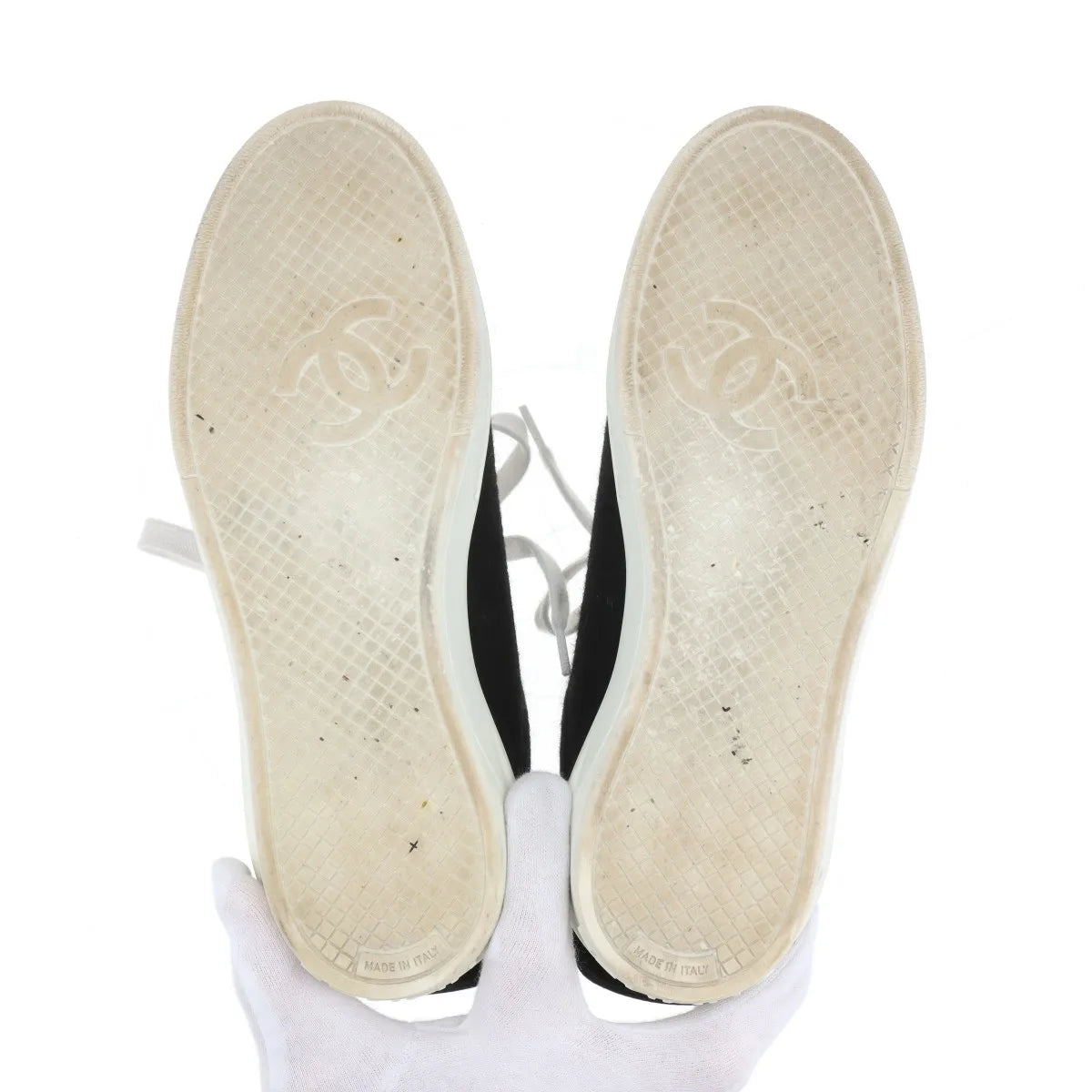 Chanel CC Logo Satin Sneakers Black