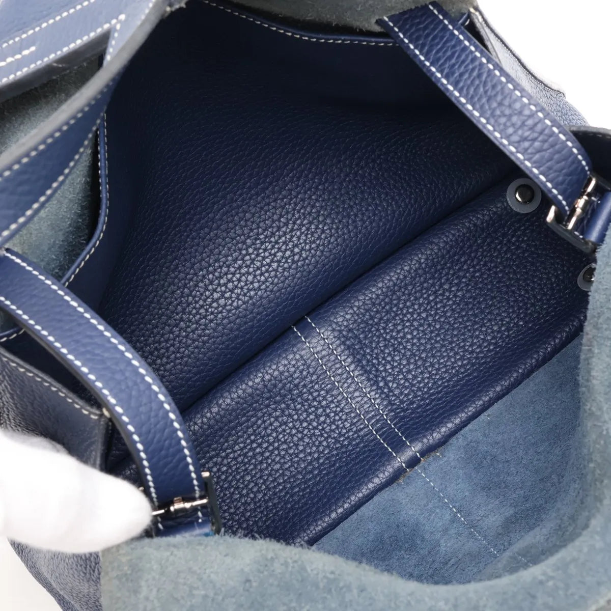 Hermes Halzan 31 Taurillon Clemence Blue Sapphire
