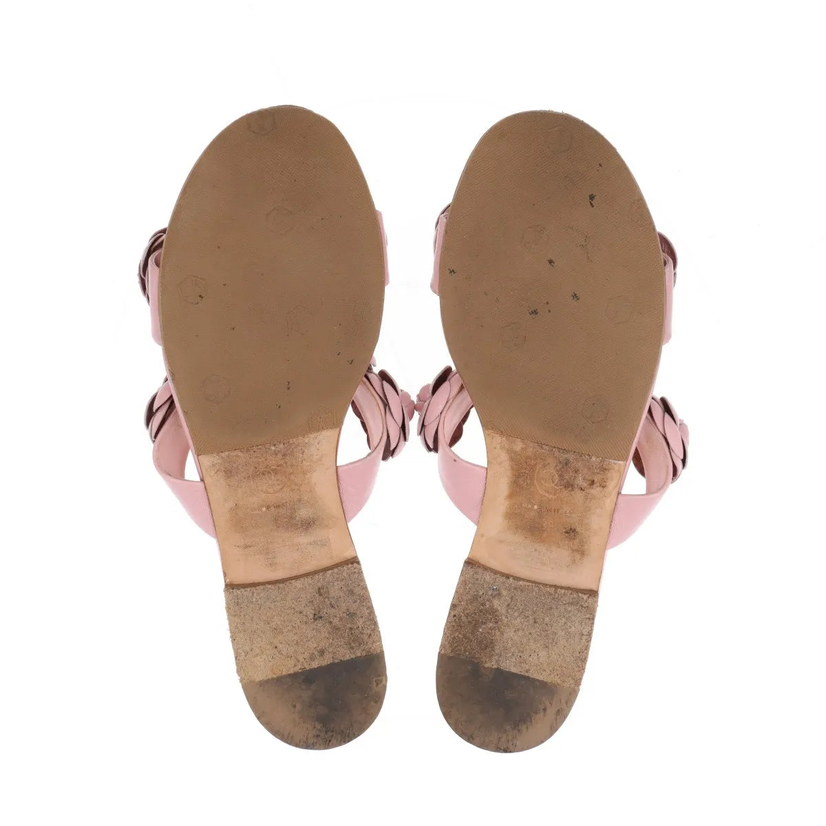 Chanel Camelia Two Strap Leather Sandal Pink