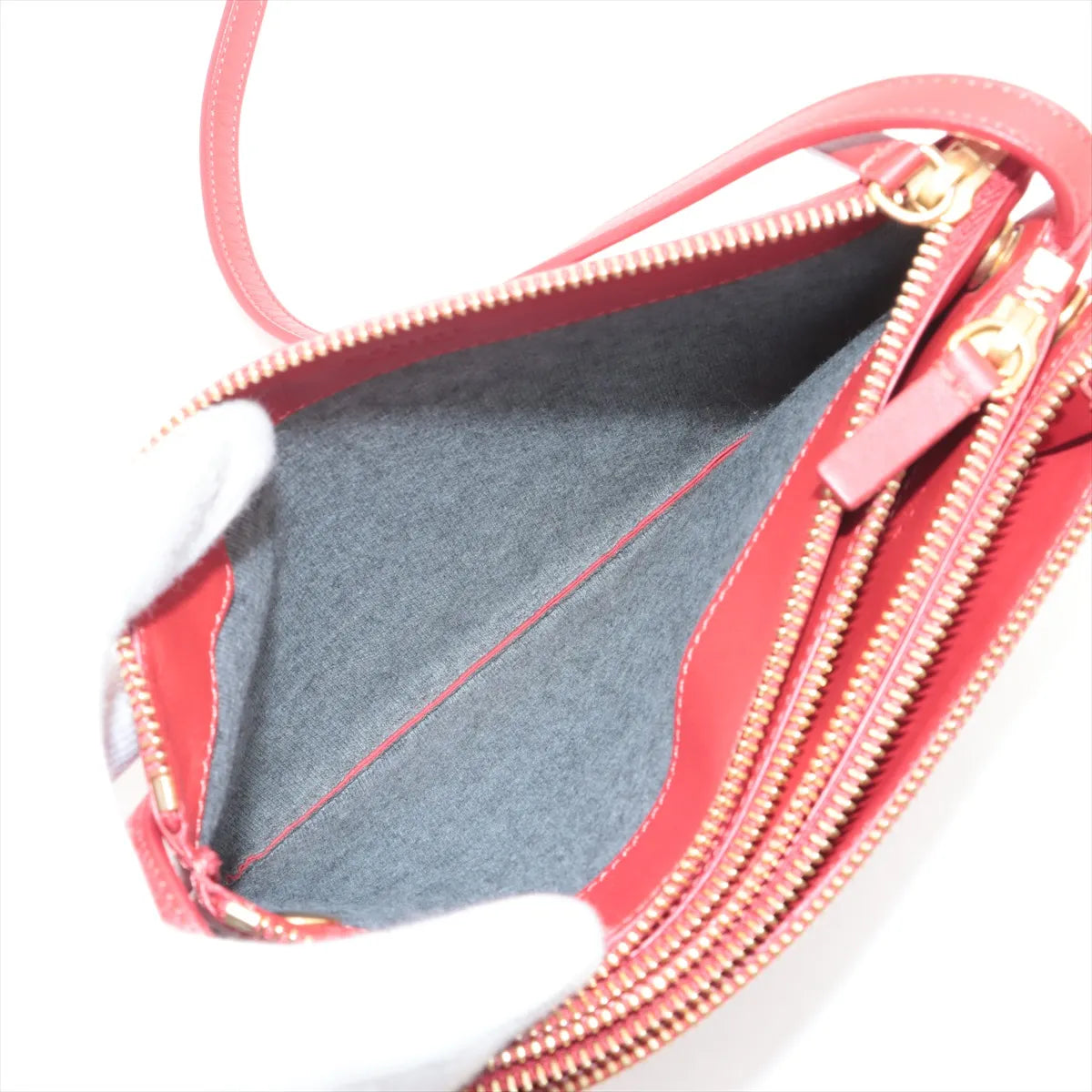 Celine Trio Leather Shoulder Bag Red