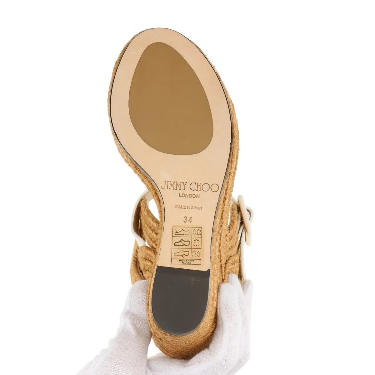Jimmy Choo Strap Espadrilles Wedge Sandal Ivory