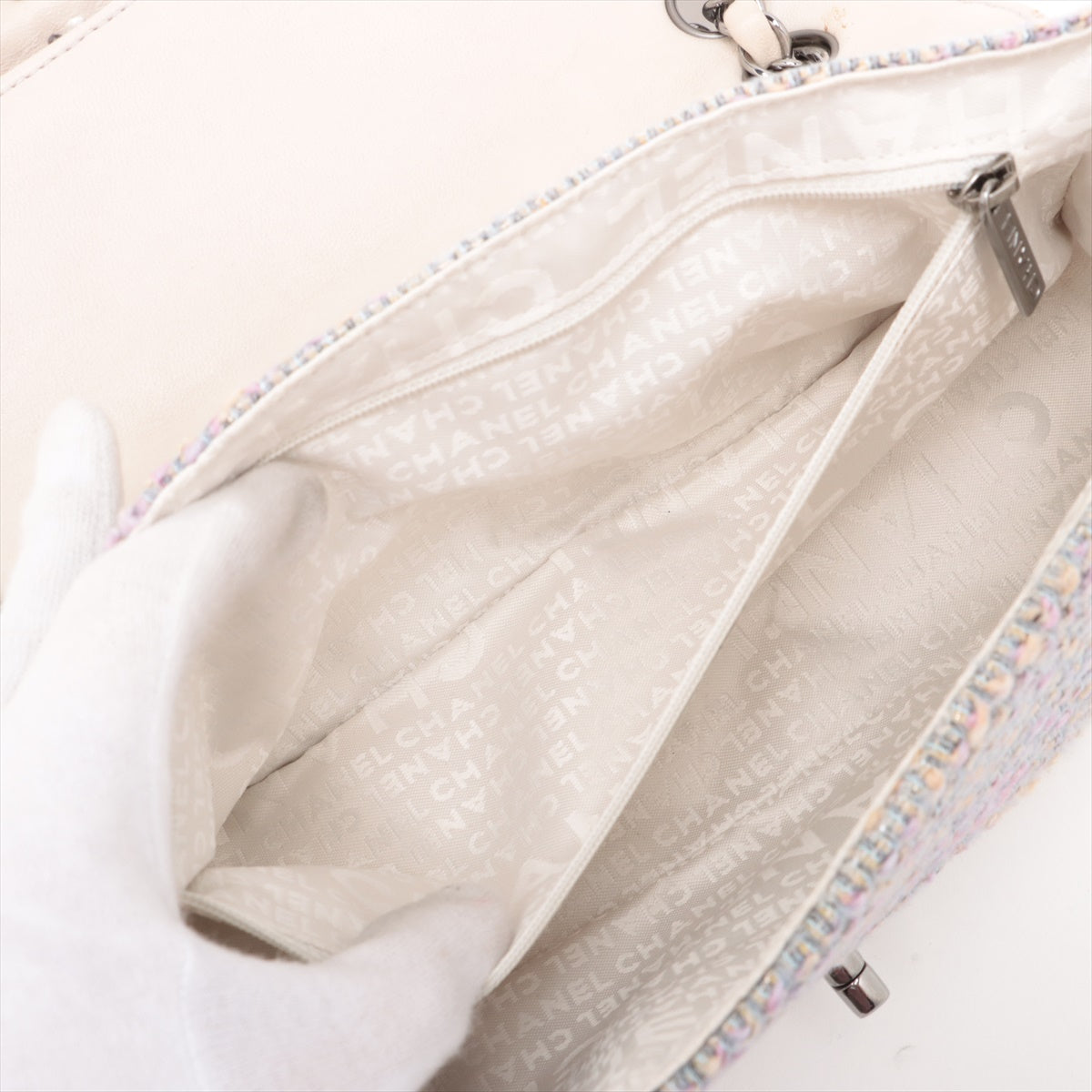 Chanel CC Logo Tweed Single Flap Double Chain Bag Multicolor * PREORDER *