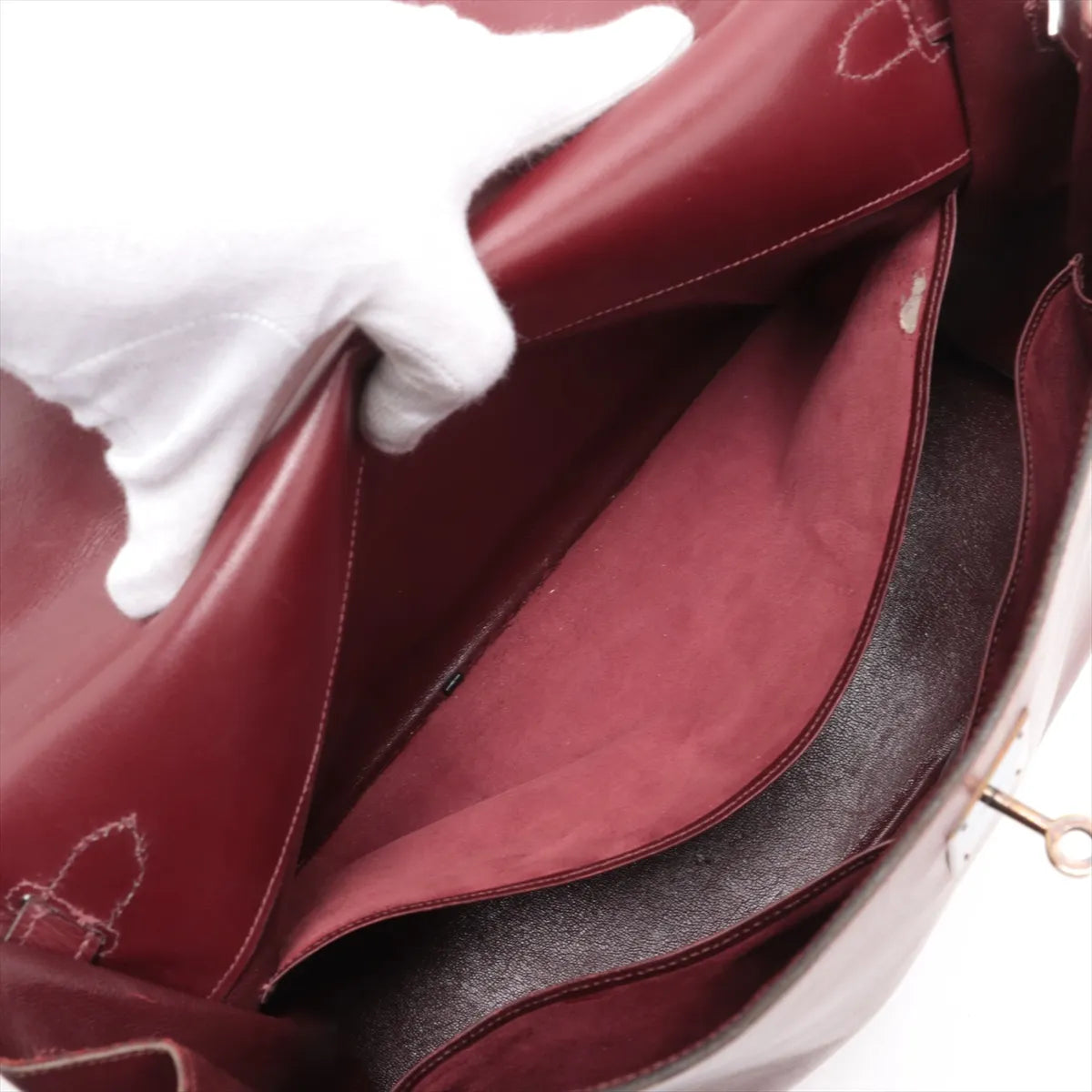 Hermes Kelly 35 Le Tournay Leather Handbag Rouge H