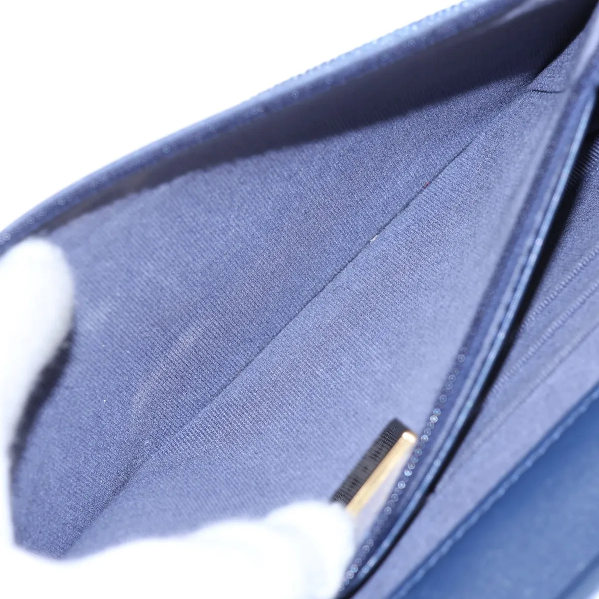 Chanel CC Logo Matelasse Denim Wallet on Chain Blue