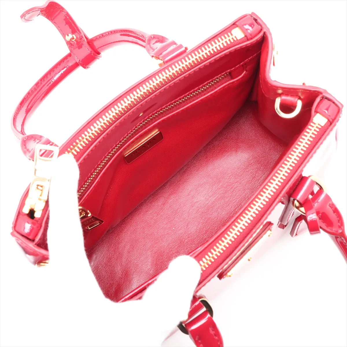 Prada Patent Leather Two-Way Handbag Red