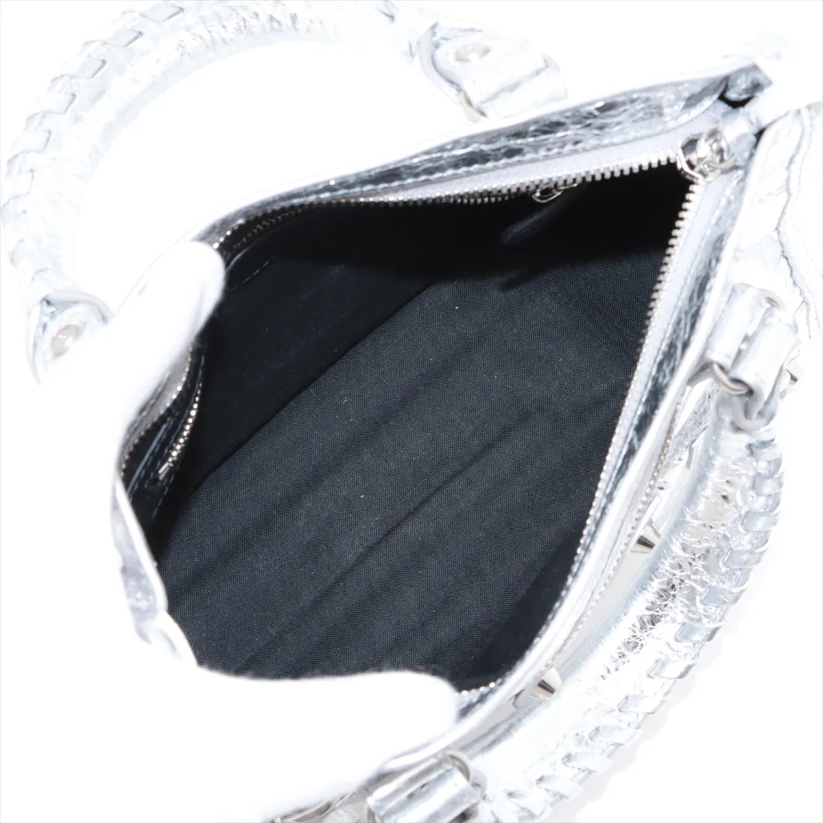 Balenciaga Le City Small Leather Two-Way Handbag Metallic Silver