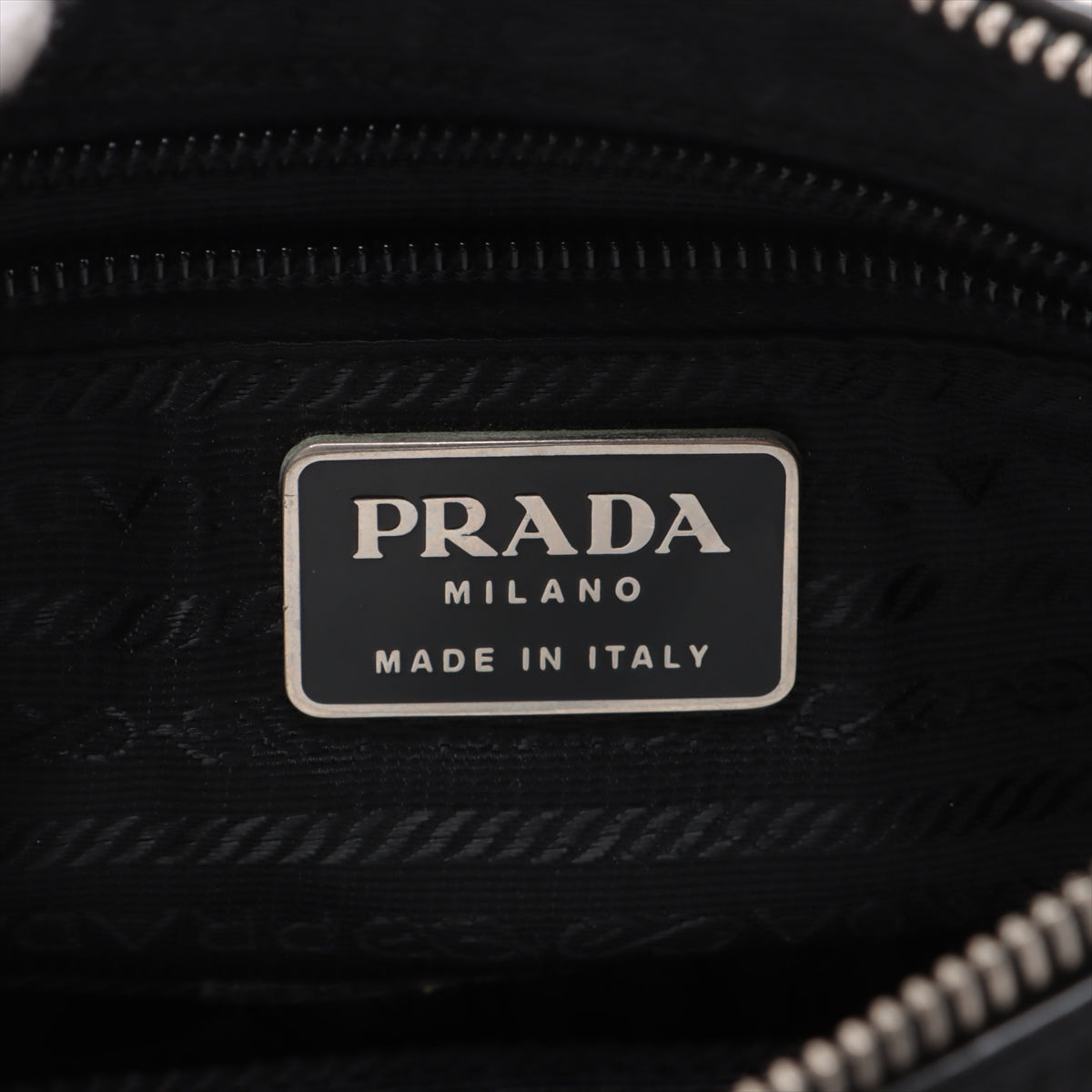 Prada Tessuto Nylon Leather Shoulder Bag Black
