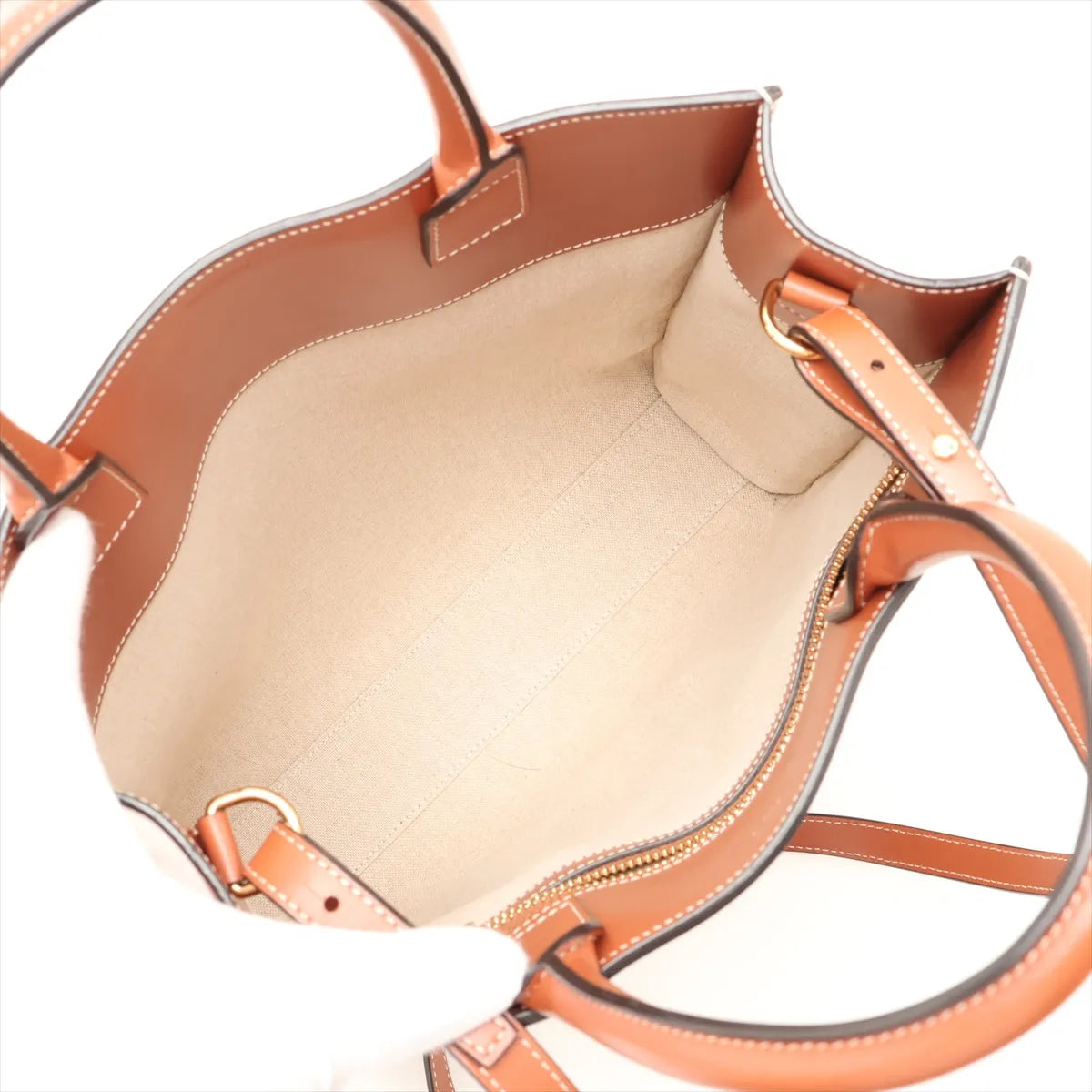 Celine Vertical Cabas Canvas Leather Two-Way Handbag Brown