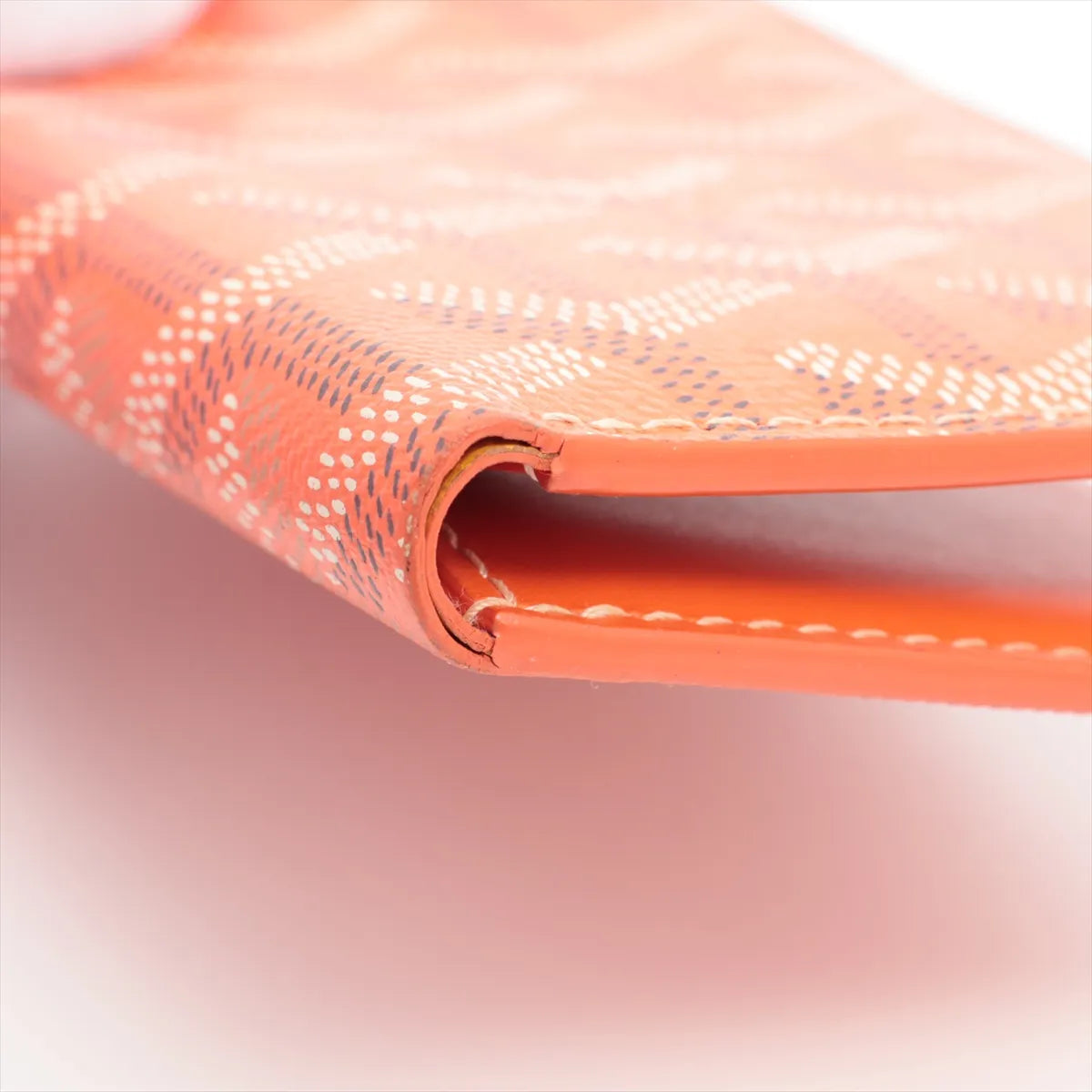 Goyard Herringbone Leather Card Case Orange