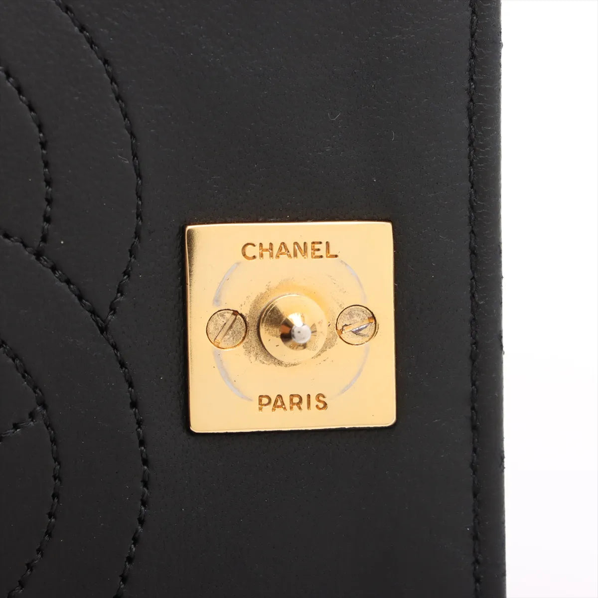Chanel CC Logo Matelasse Lambskin Chain Shoulder Bag Black