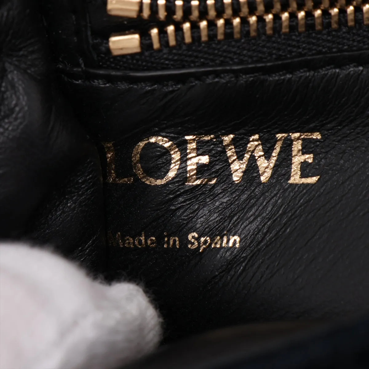 Loewe Goya Puffer Velvet Chain Shoulder Bag Navy Blue