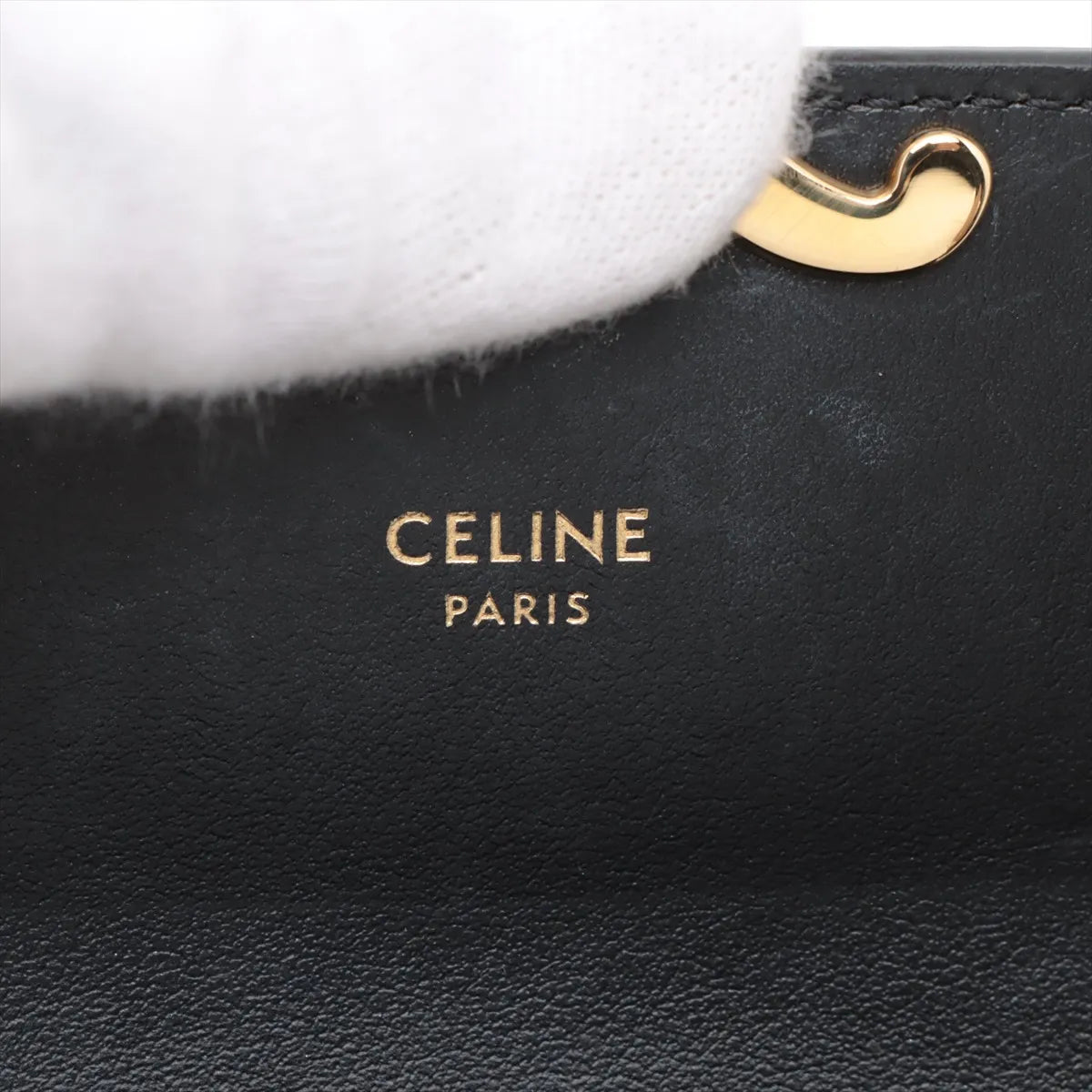 Celine Triomphe Mini Claude Leather Shoulder Bag Black