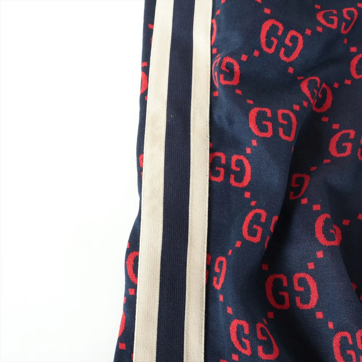 Gucci GG Jacquard Cotton Track Pants Navy Blue x Red