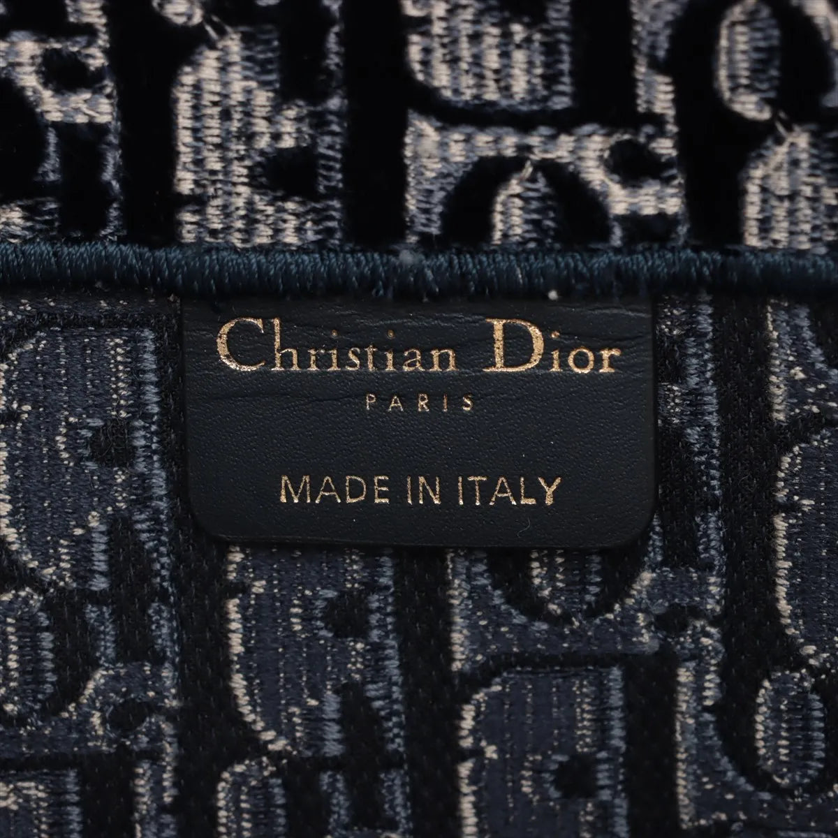 Christian Dior Oblique Book Tote Medium Velour Tote Bag Navy Blue