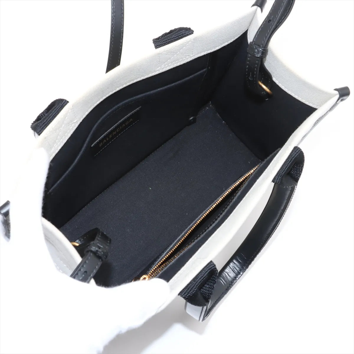 Balenciaga Hardware Canvas Leather Two-Way Tote Bag White x Black