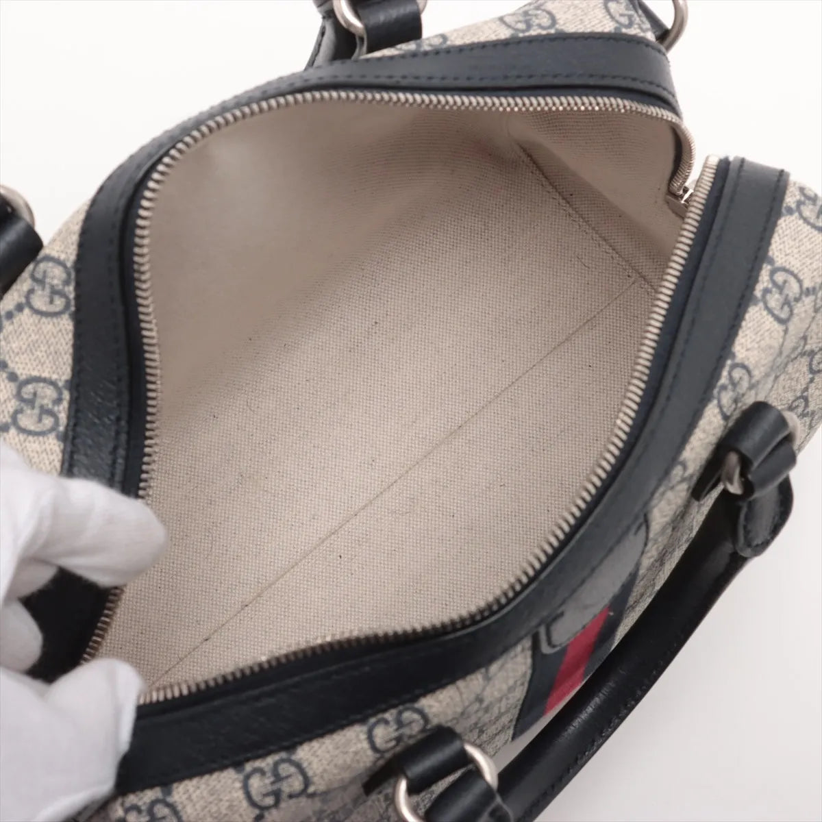 Gucci GG Supreme Leather Two-Way Handbag Navy Blue