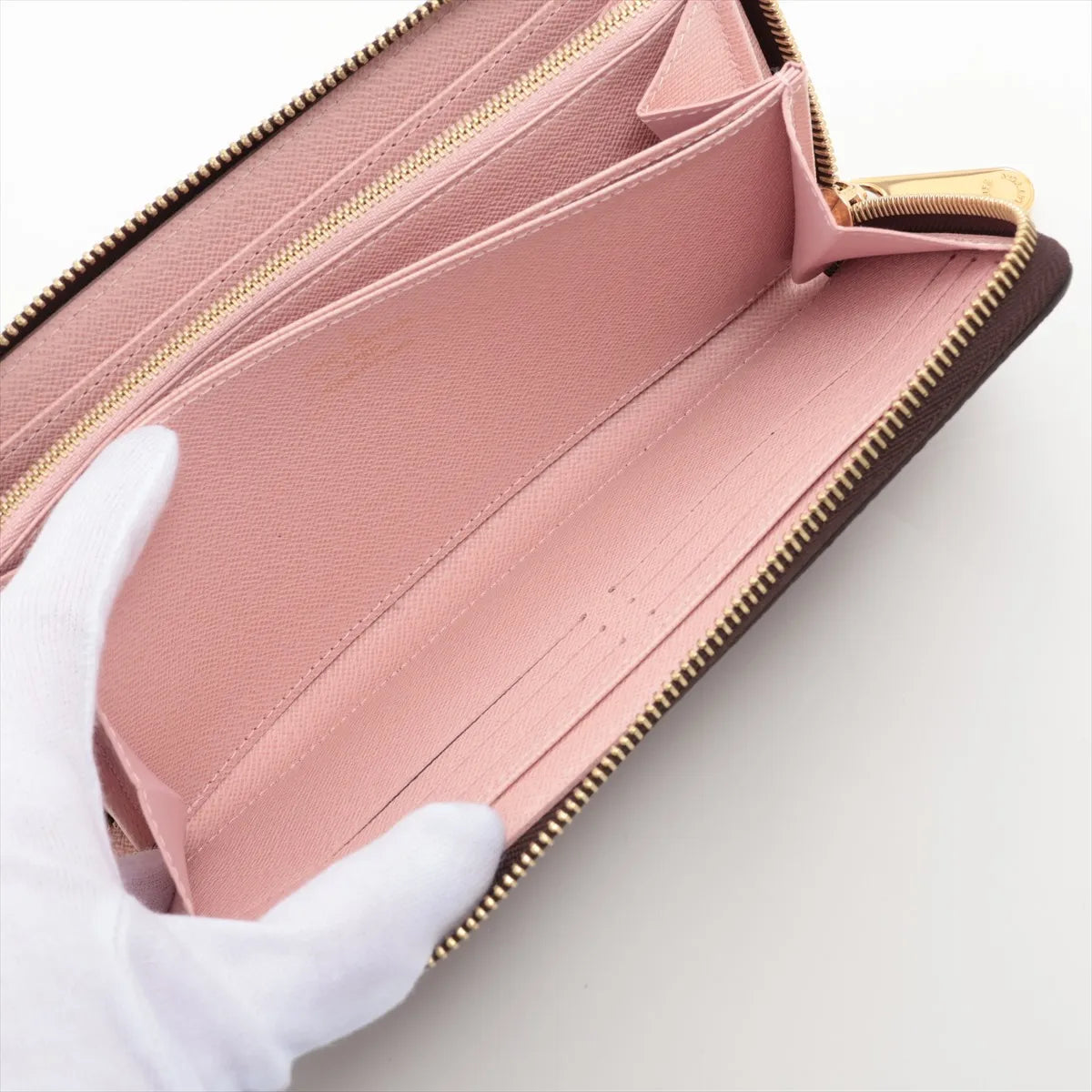 Louis Vuitton Damier Ebene Zippy Wallet Rose Ballerine