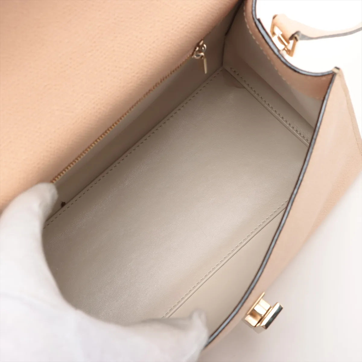 Valextra Iside Medium Leather Two-Way Handbag Beige