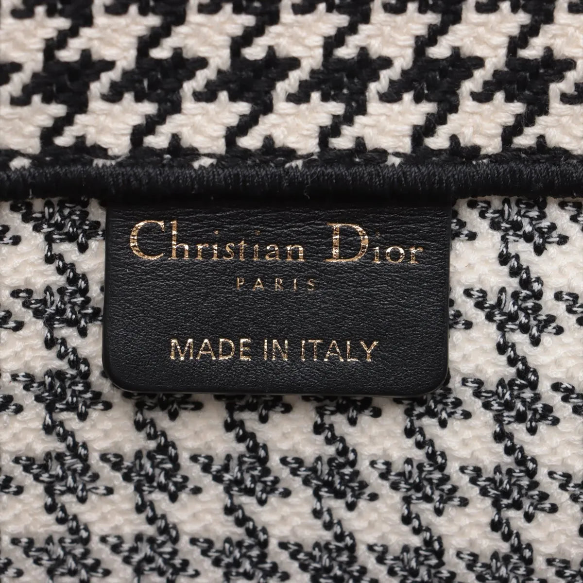 Christian Dior Houndstooth Canvas Book Tote Bag Black x White