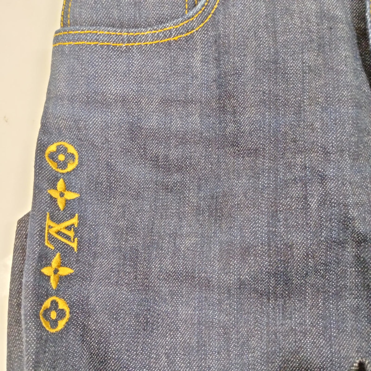 Louis Vuitton Monogram Ladies Cotton Denim Jeans Blue